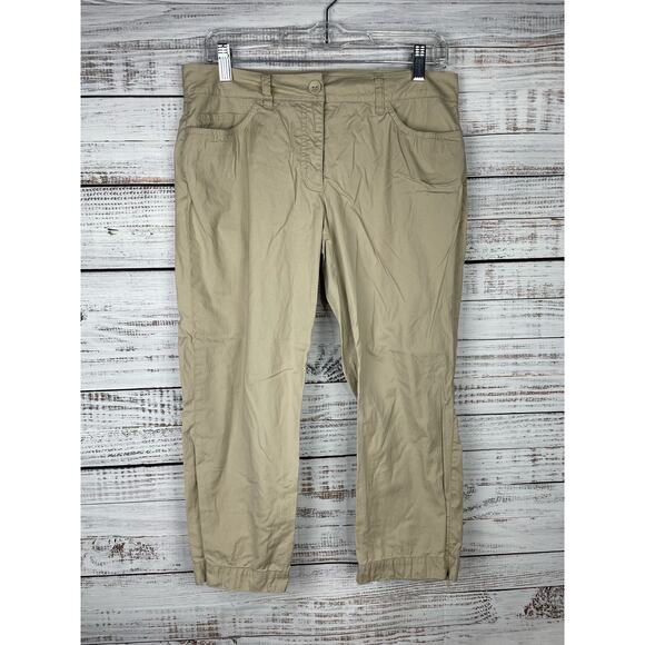 Eileen Fisher Cotton Ankle Pants Small Tan Minimalist Neutral Spring Lightweight - Picture 1 of 6